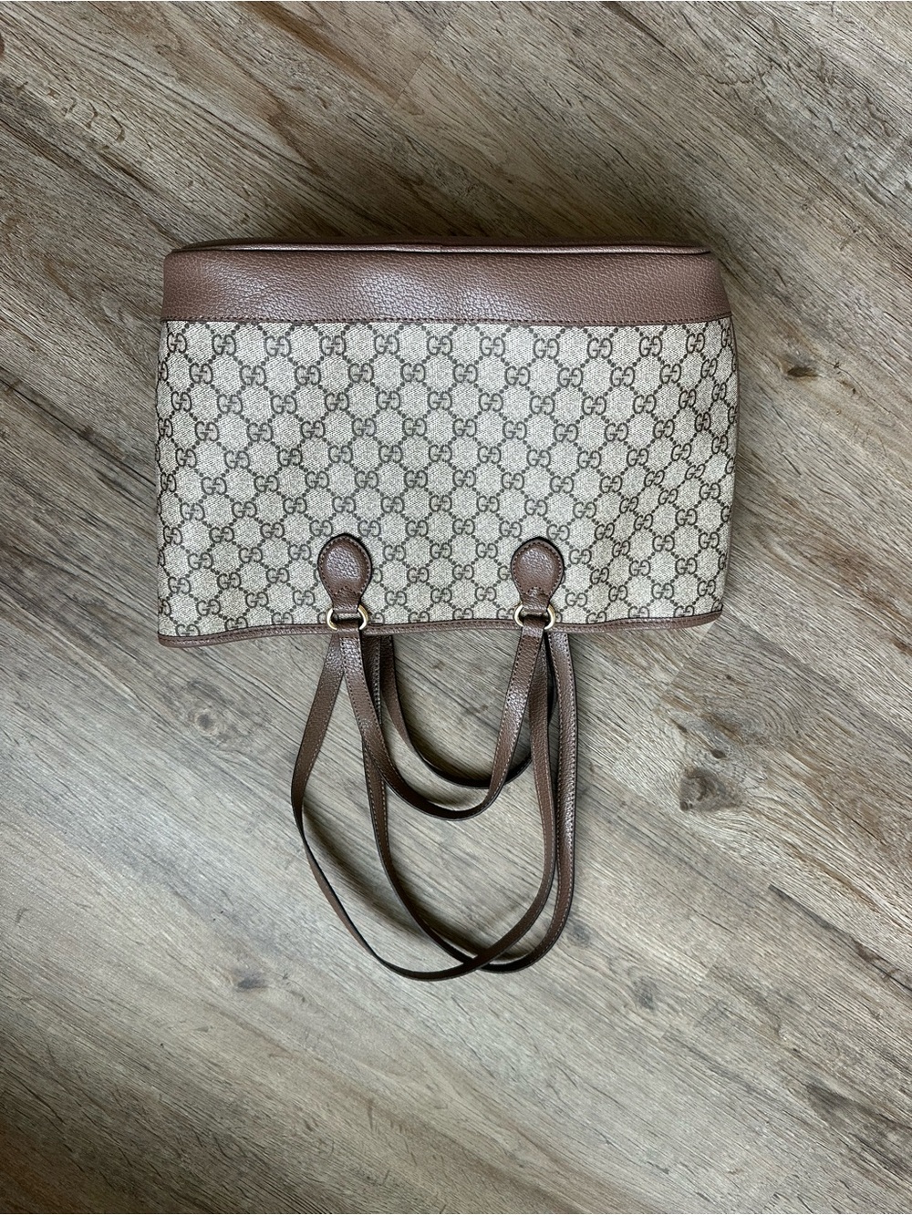 Gucci Beige and Brown GG Canvas Double-Handle Tote - Picture 5 of 10